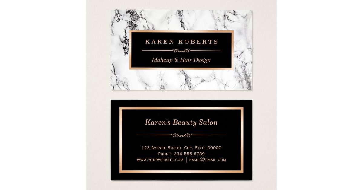 Trendy White Marble Makeup Artist Hair Salon Business Card Trendy White Marble Makeup Artist Hair Salon Business Card