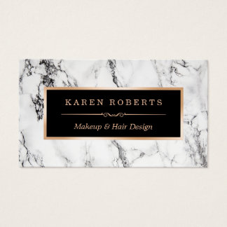 Trendy White Marble Makeup Artist Hair Salon Business Card
