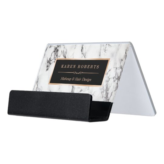 trendy white marble makeup artist hair stylist desk business card holder - Desk Business Card Holder trendy white marble makeup artist hair stylist desk business card holder - Desk Business Card Holder