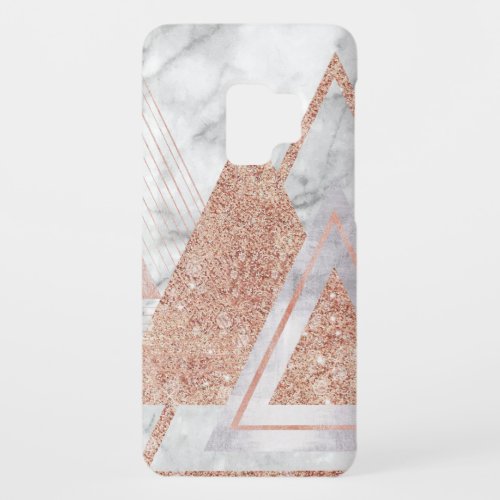trendy white marble Rose gold triangles geometric Case_Mate Samsung Galaxy S9 Case