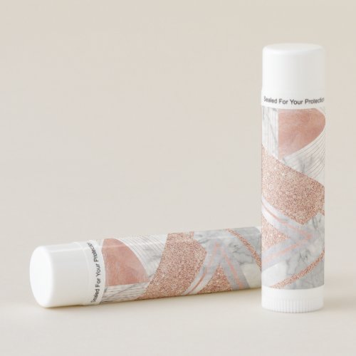 trendy white marble Rose gold triangles geometric Lip Balm