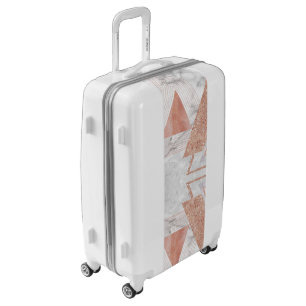 trendy white marble Rose gold triangles geometric Luggage