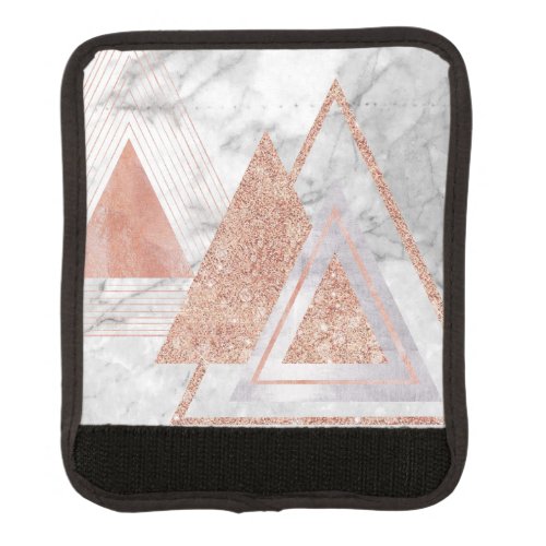 trendy white marble Rose gold triangles geometric Luggage Handle Wrap