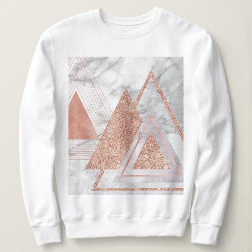 trendy white marble Rose gold triangles geometric Sweatshirt