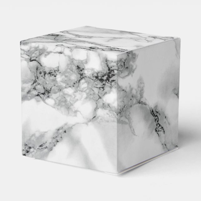 Trendy White Marble Stone - Favor Boxes (Back Side)