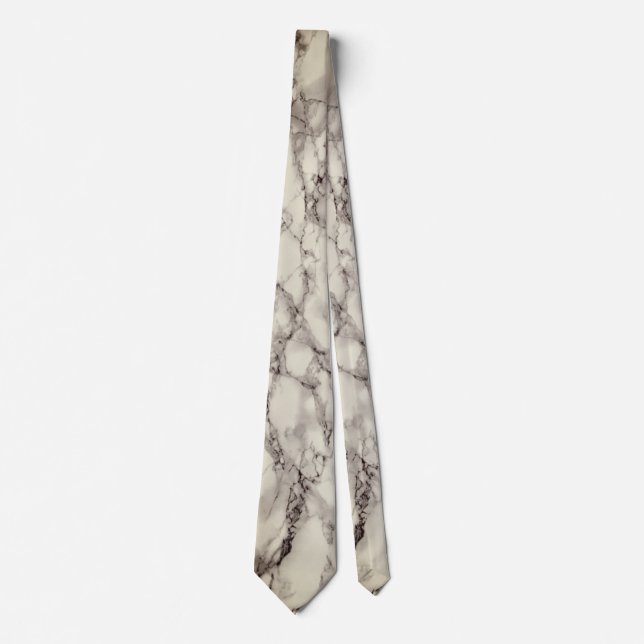 Trendy White Marble Stone - Ivory Neck Tie (Front)