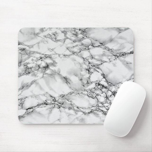 Trendy White Marble Stone Mouse Pad (With Mouse)
