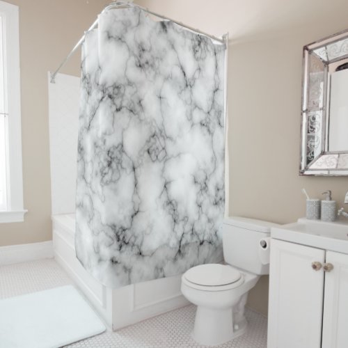 Trendy White Marble Stone Pattern Shower Curtain