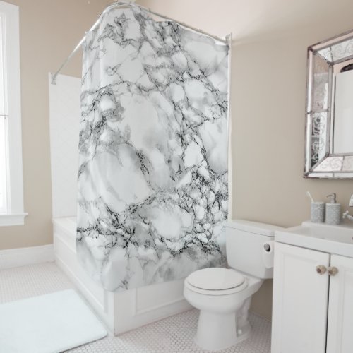 Trendy White Marble Stone Shower Curtain