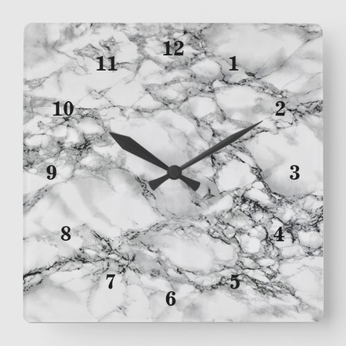 Trendy White Marble Stone Square Wall Clock