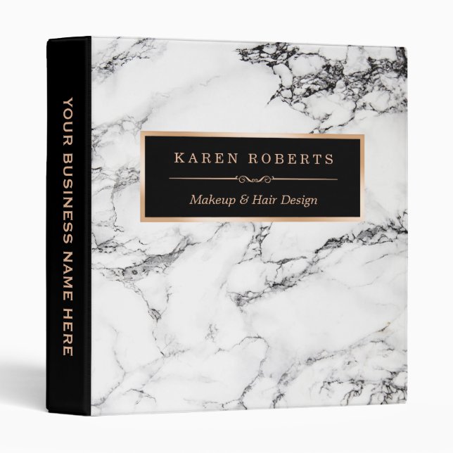 Trendy White Marble Stone Texture Modern Design Binder (Front/Spine)