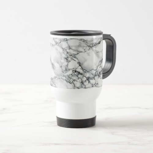 Trendy White Marble Stone Travel Mug