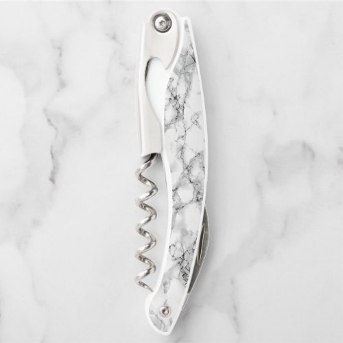 Trendy White Marble Stone Waiters Corkscrew