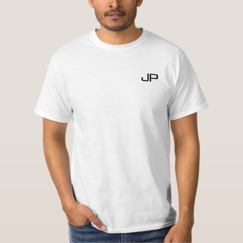Trendy White Modern Template Name Mens Monogram T_Shirt