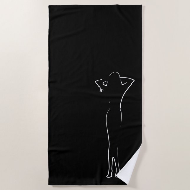 Trendy White Natural Behind Silhouette Girl Beach Towel (Front)