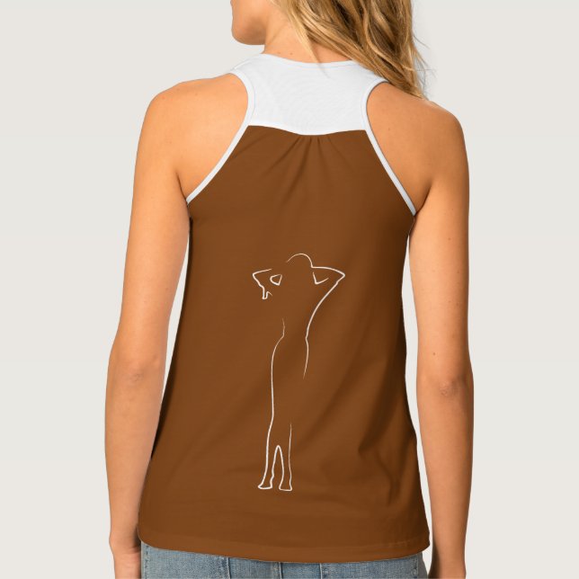Trendy White Natural Behind Silhouette Girl Tank Top (Back)