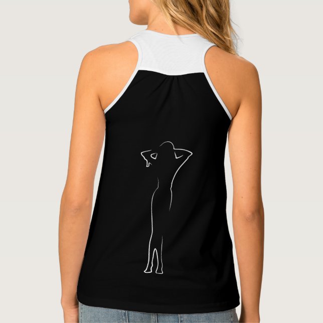 Trendy White Natural Behind Silhouette Girl Tank Top (Back)