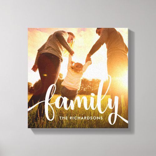 Trendy White Overlay  Your Family Photo Canvas Print