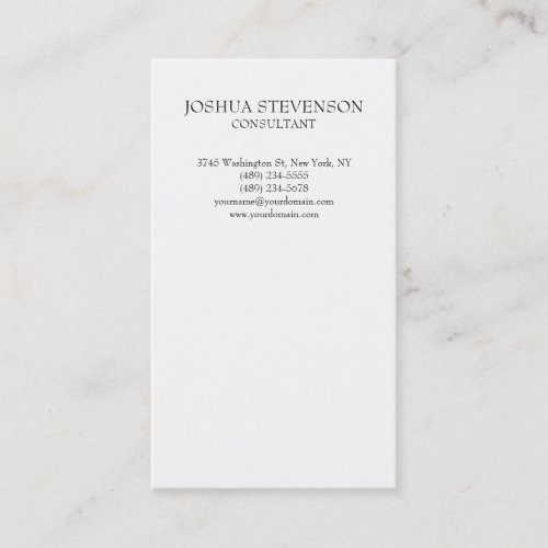Trendy White Plain Simple Minimalist Stylish Business Card
