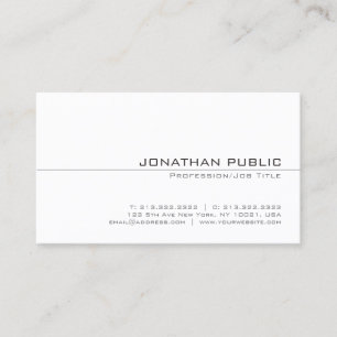 Trendy White Plain Sophisticated Simple Design Business Card