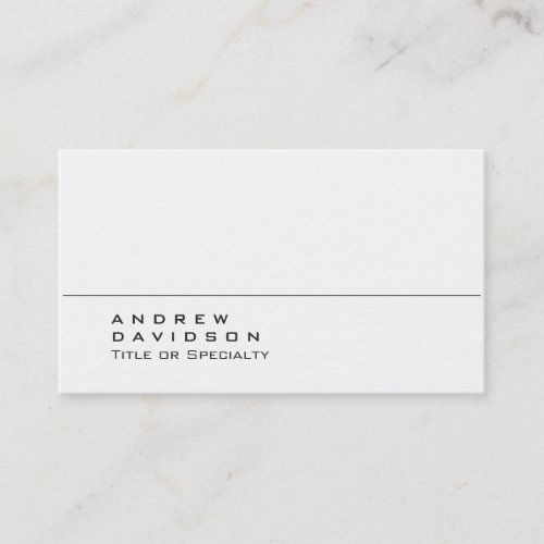 Trendy White Plain Stylish Business Card