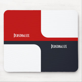 Trendy White Red and Navy Graphic Color Blocks Mouse Pad