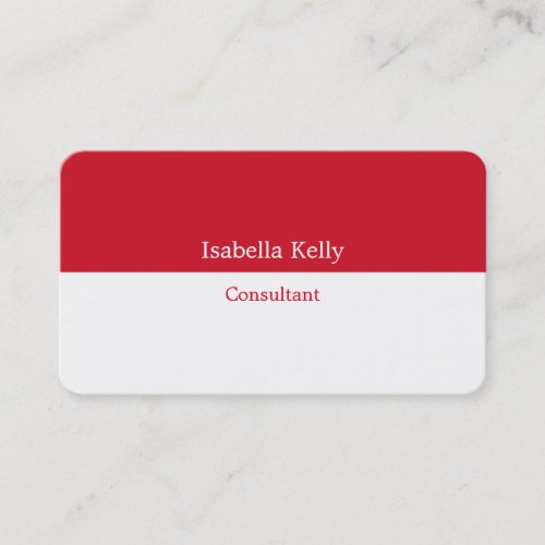 Trendy White Red Color Plain Unique Stylish Business Card