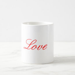 Trendy White Red Love Wedding Handwriting Name Coffee Mug