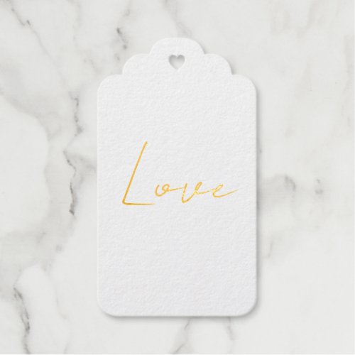 Trendy White Red Love Wedding Handwriting Name Foil Gift Tags