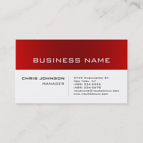 Trendy White Red Striped Manager Business Card