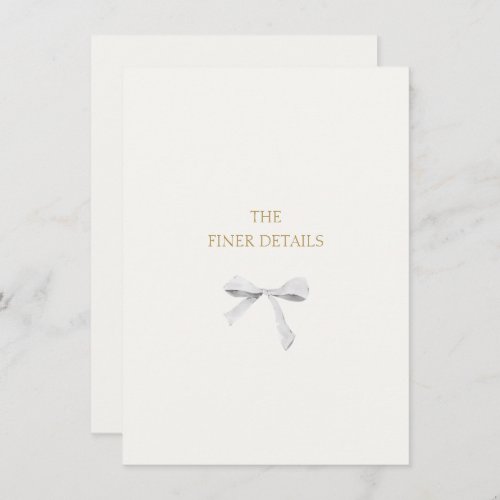 Trendy White Ribbon Wedding Details Enclosure Card