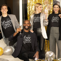 Trendy White Script Happy New Year