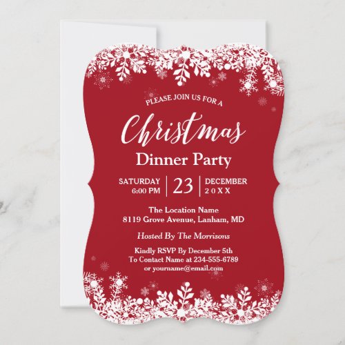 Trendy White Snowflakes Holiday Christmas Party Card