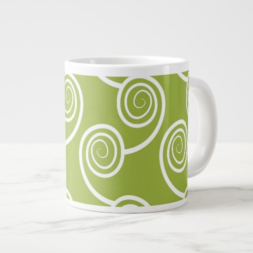 Trendy White Swirl pattern On Green Giant Coffee Mug