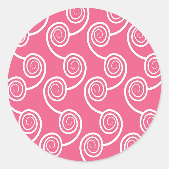 Trendy White Swirl  pattern On Pink Stickers