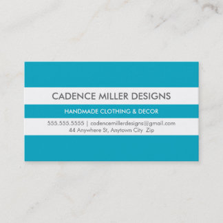 TRENDY WIDE STRIPE modern minimal bright aqua blue Business Card