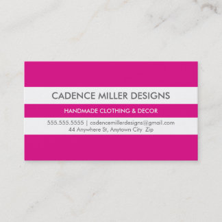 TRENDY WIDE STRIPE modern minimal bright hot pink Business Card