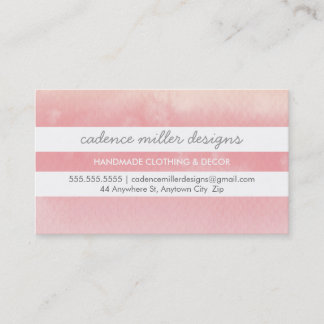 TRENDY WIDE STRIPE ombre watercolor coral pink Business Card