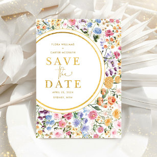 Carte postale SAVE THE DATE ORANGE + enveloppe blanche