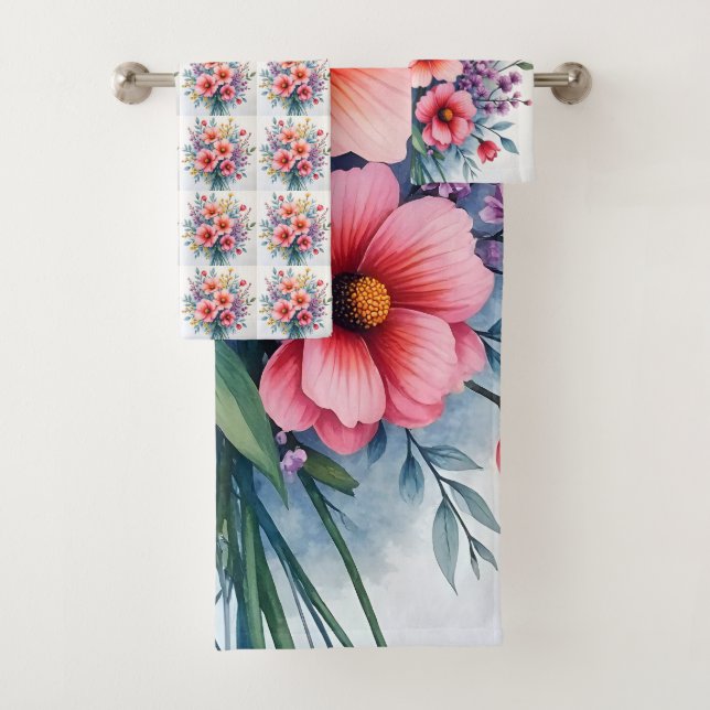 Trendy Wildflowers Beautiful Luxury Collection Bath Towel Set (Insitu)