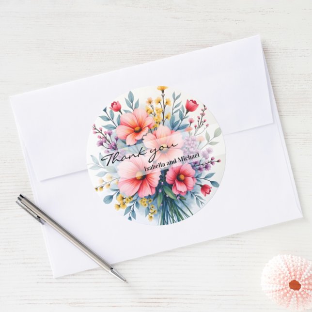 Trendy Wildflowers Beautiful Luxury Collection Classic Round Sticker (Envelope)
