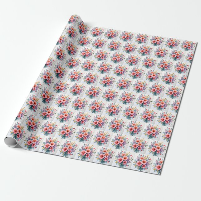 Trendy Wildflowers Beautiful Luxury Collection Wrapping Paper (Unrolled)