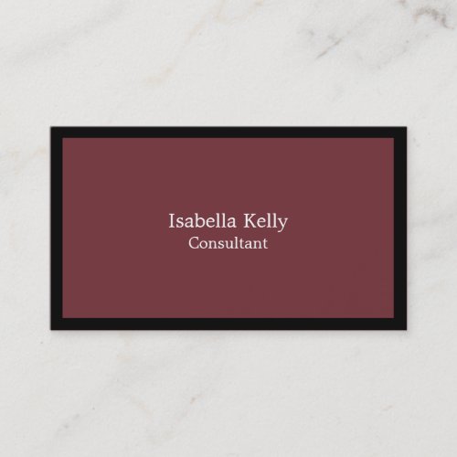 Trendy Wine Red Black Color Plain Unique Stylish Business Card