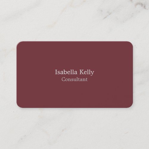 Trendy Wine Red Color Plain Unique Stylish Business Card