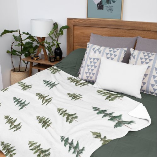 Trendy Winter  Christmas Tree Pattern Fleece Blanket