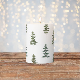 Trendy Winter   Christmas Tree Pattern Pillar Candle