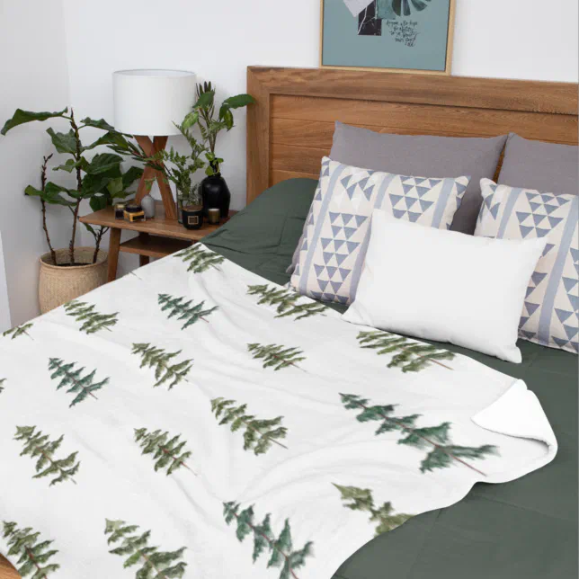 Trendy Winter Christmas Tree Pattern Sherpa Blanket Zazzle