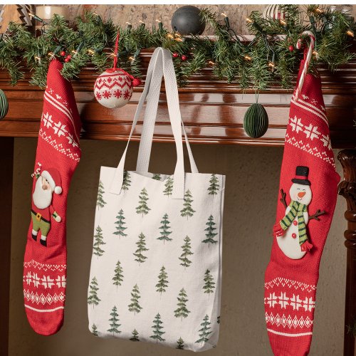 Trendy Winter  Christmas Tree Pattern Tote Bag