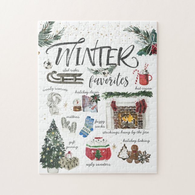 Trendy Winter Favorites | Watercolor Illustrations Jigsaw Puzzle (Vertical)