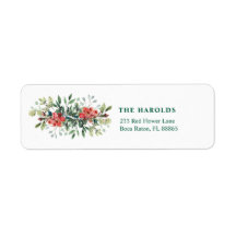 Trendy Winter Green Leaves with Red Flowers